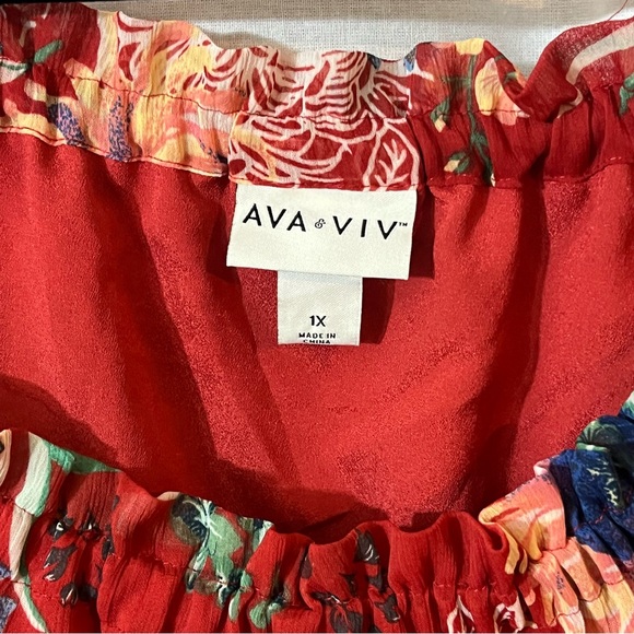 Ava & Liv Floral Off Shoulder Dress Size 1X - Picture 4 of 10